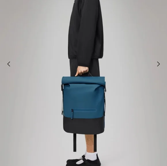 Rains Trail Rolltop BackpackTrail Rolltop Backpack Waves Blue NEW - Picture 2 of 9